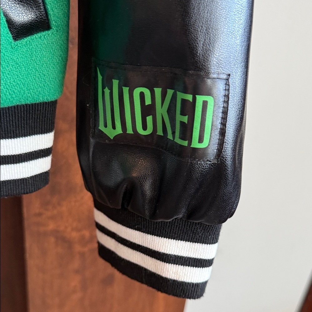 Justice kids Wicked Varsity Bomber Jacket faux leather kids size Small 7/8 - Picture 4 of 9
